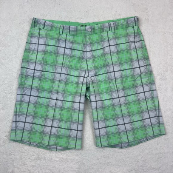 Nike Dri-Fit Men's Tour Performance Long Green Plaid Golf Shorts Size‎ 40 #1 - Picture 1 of 14